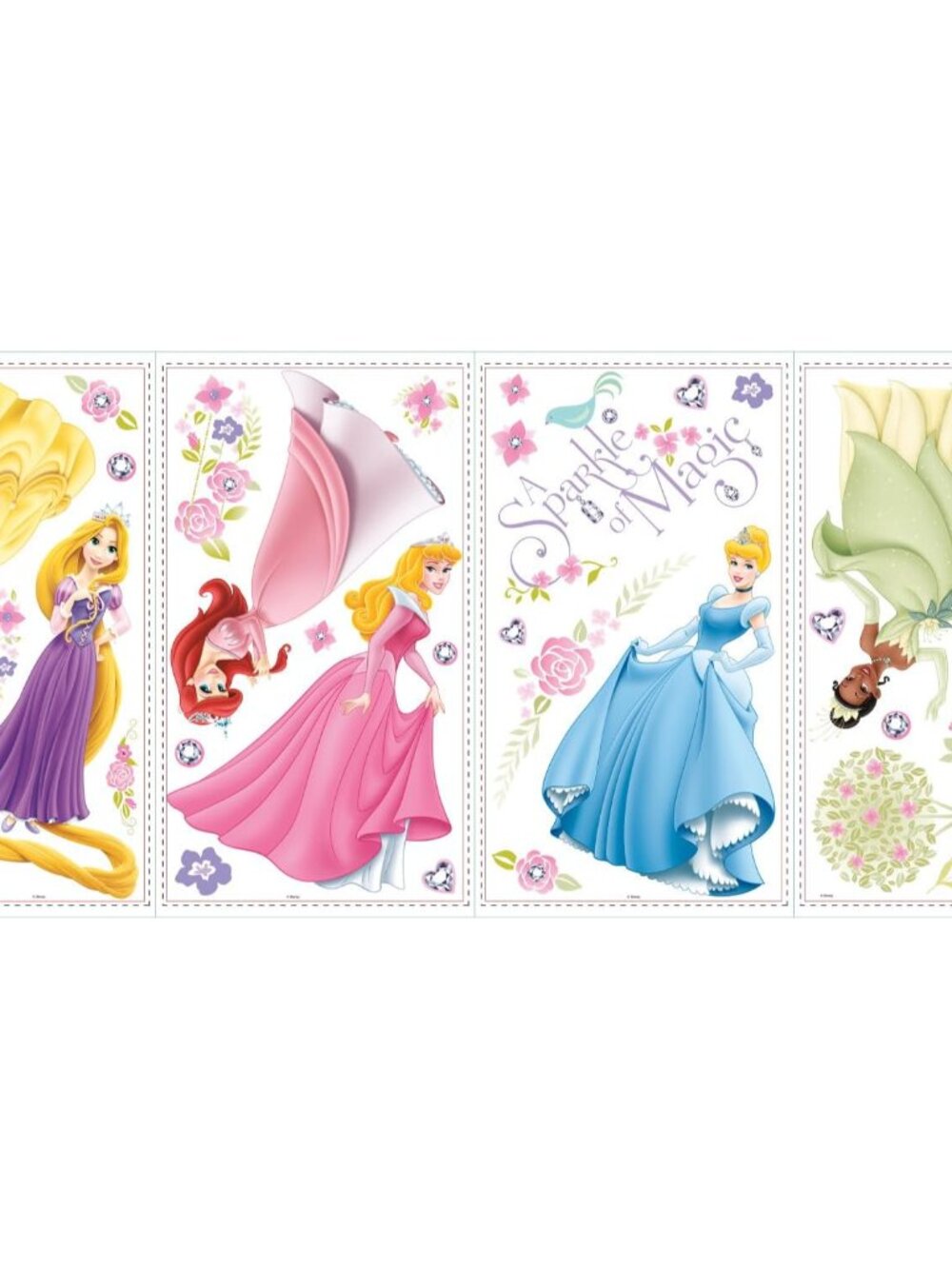 RoomMates Princess Glow Peel and Stick Wall Decals, 36 Decal Set, Vinyl, Multi,